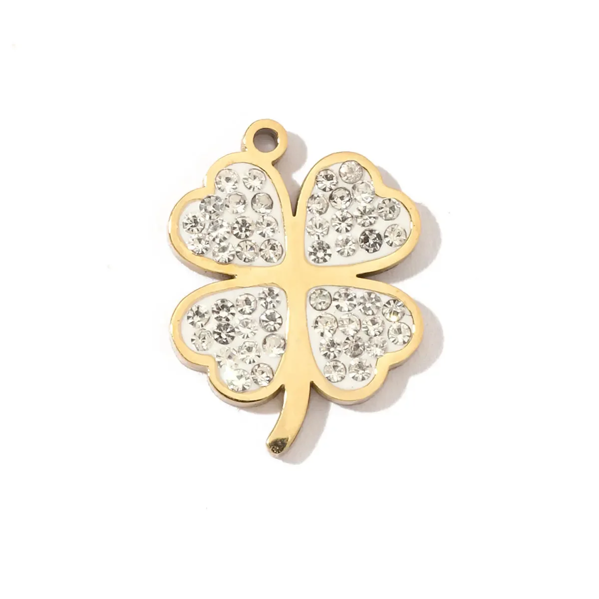 3pcs/Lot Trendy Stainless Steel Crystal Clover Four-leaf Lucky Charms Compass Ancient Coins Necklace DIY Small Pendant 4
