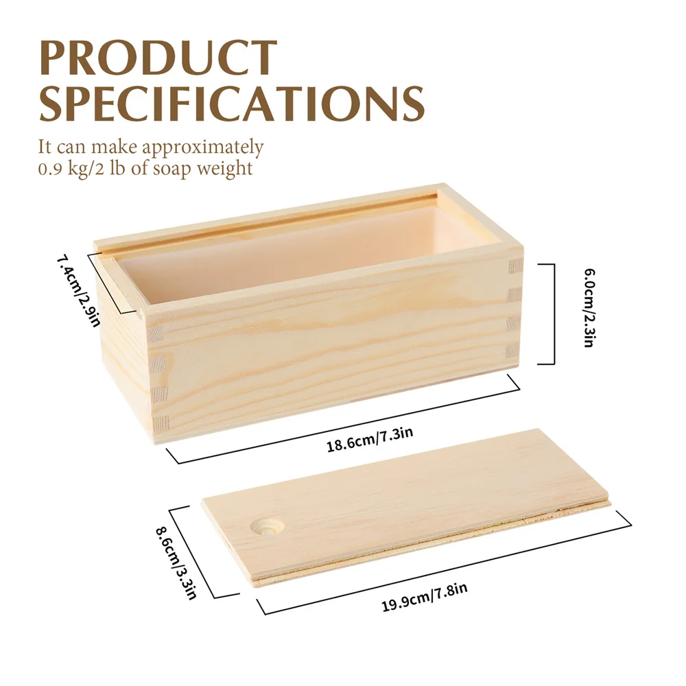 Small Silicone Wooden Soap Mold with Cover 2 lb Rectangle Silicone Liner Loaf Mould DIY Handmade Soap Making Tool silicone soap molds