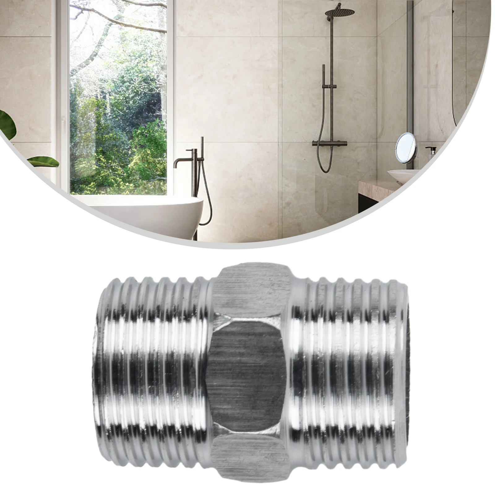 Universal G1/2 Chrome Stainless Steel Length Extender Shower Connector For Extra Long Hose For Bathroom Toilet Bidet Shower 4