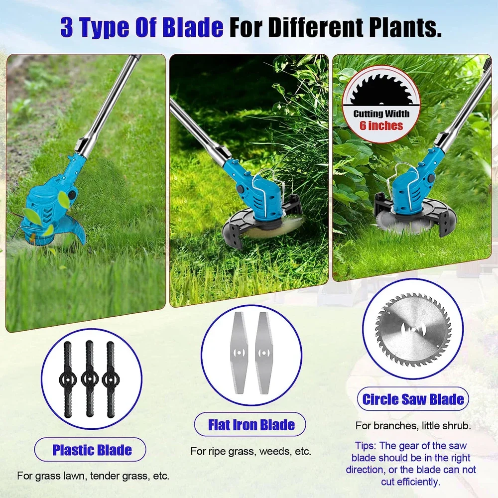 Electric Lawn Mower Cordless Handheld Grass Trimmer Length Adjustable Cutter Household Garden Tools For Makita 18V Battery 4
