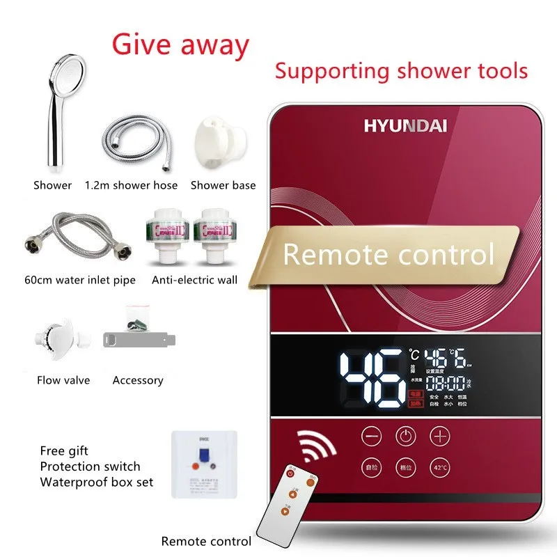 Electric Water Heater Electric Shower Quick Heating DC Machine Household Kitchen Bathroom Unlimited Hot Water Remote Control