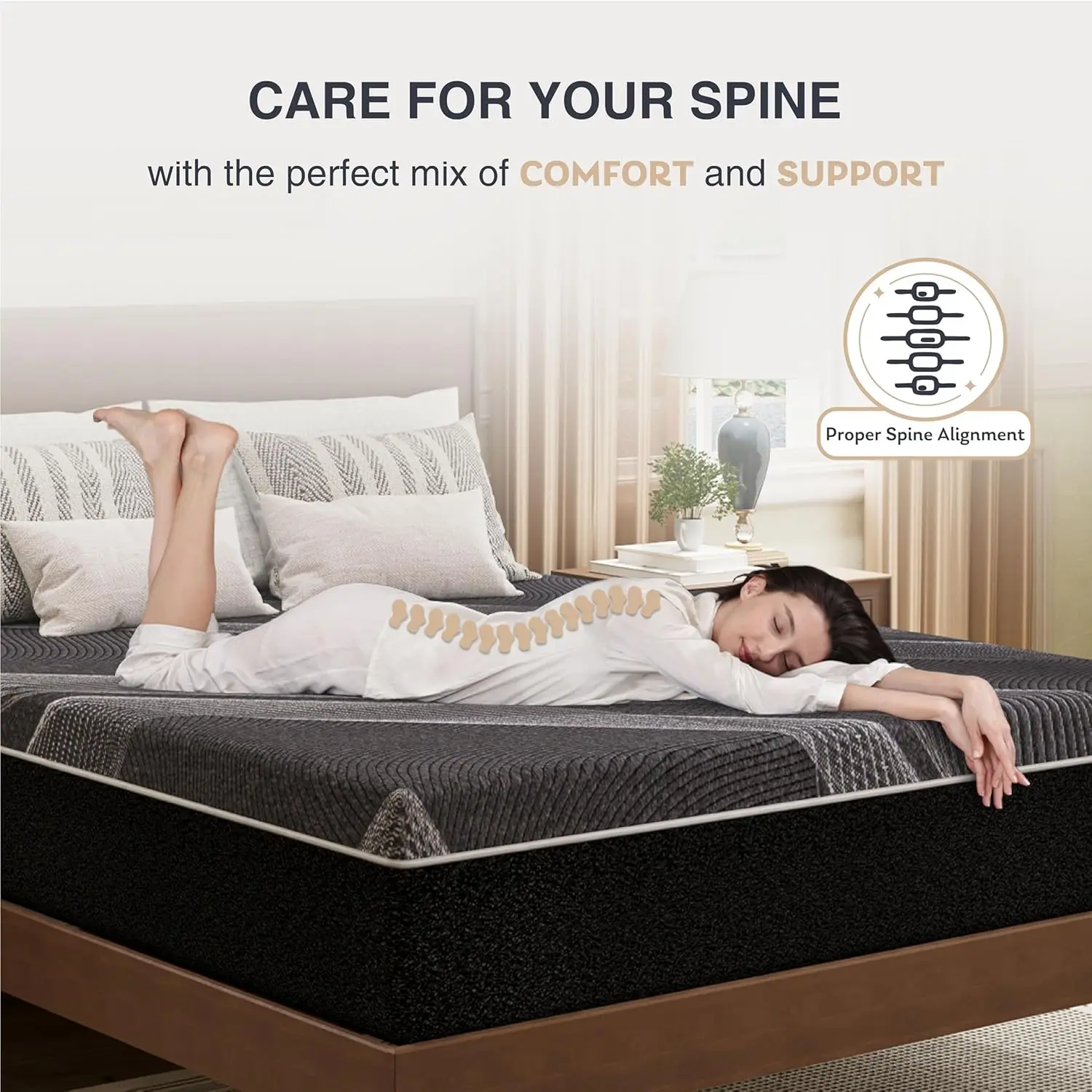 High-Quality Cooling Double Mattress with 10 Inch Charcoal Gel Memory Foam in a Box, Fiberglass Free Mattress Topper 4