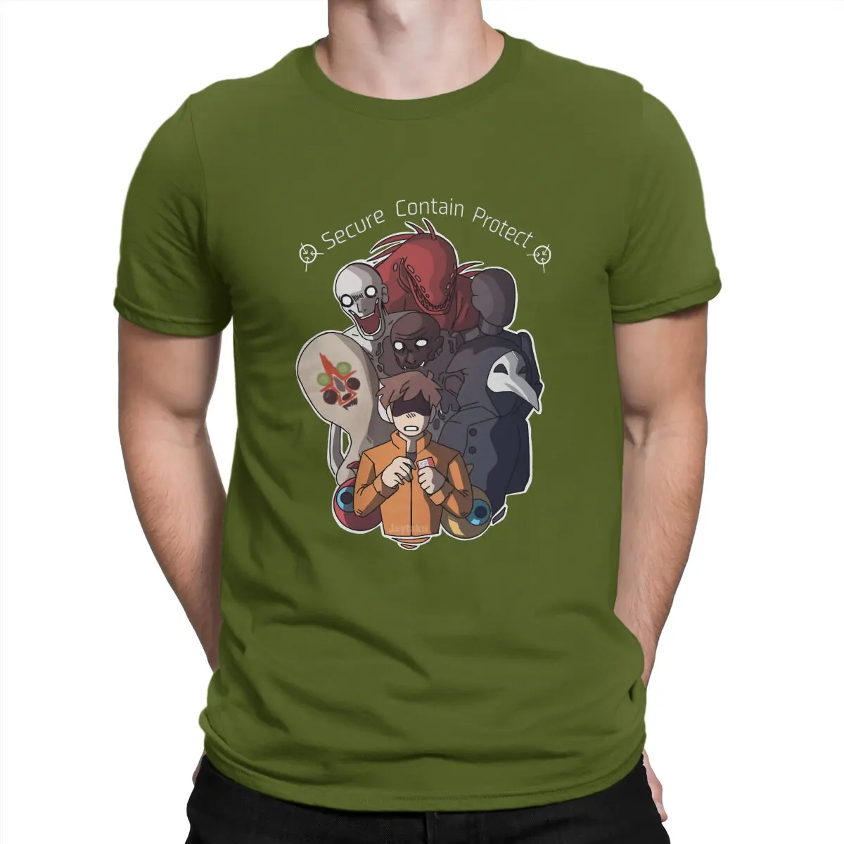thumbnail image 1 of Camisetas de algodón vintage para hombre, con cuello redondo y manga corta, de Secure Contain Protect. Novedad., 1 of 7