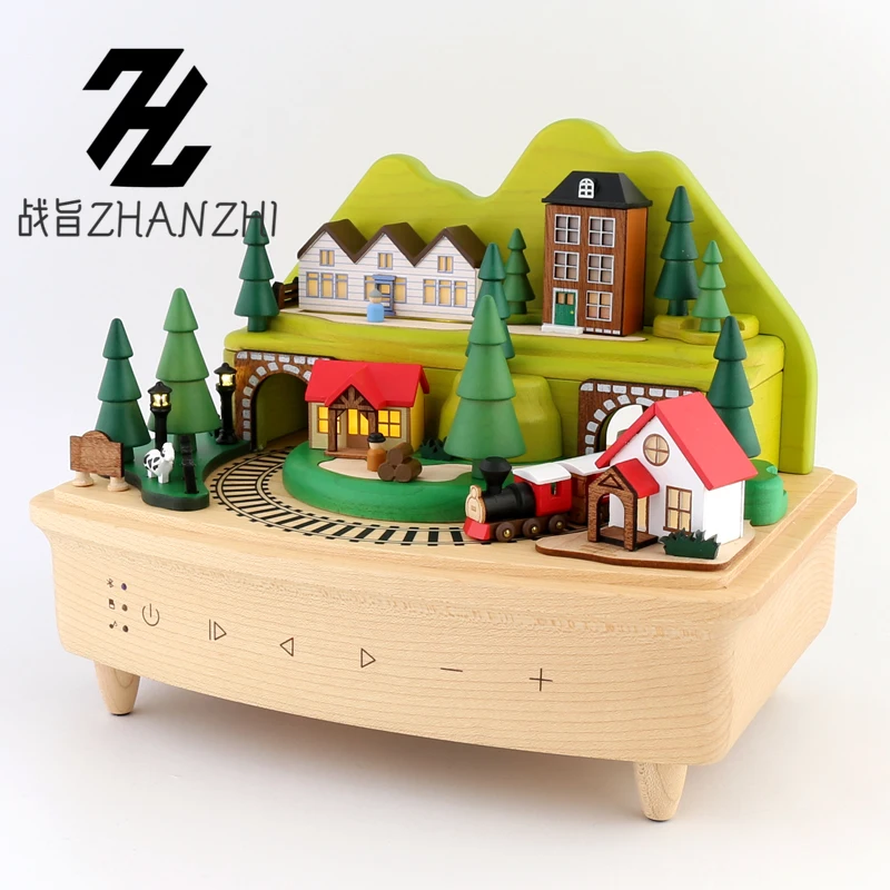 Senhuo 나무 재미 블루투스 나무 뮤직 박스 스피커 밸리 기차 소녀 소녀 생일 발렌타인 데이 선물