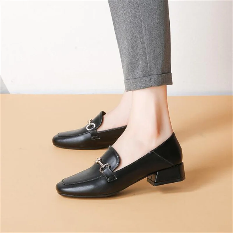 European and American Fashion Women's Shoes Retro Loaferflate Small Leather Shoes Light-mouthed Single Shoes Size 41 44 43