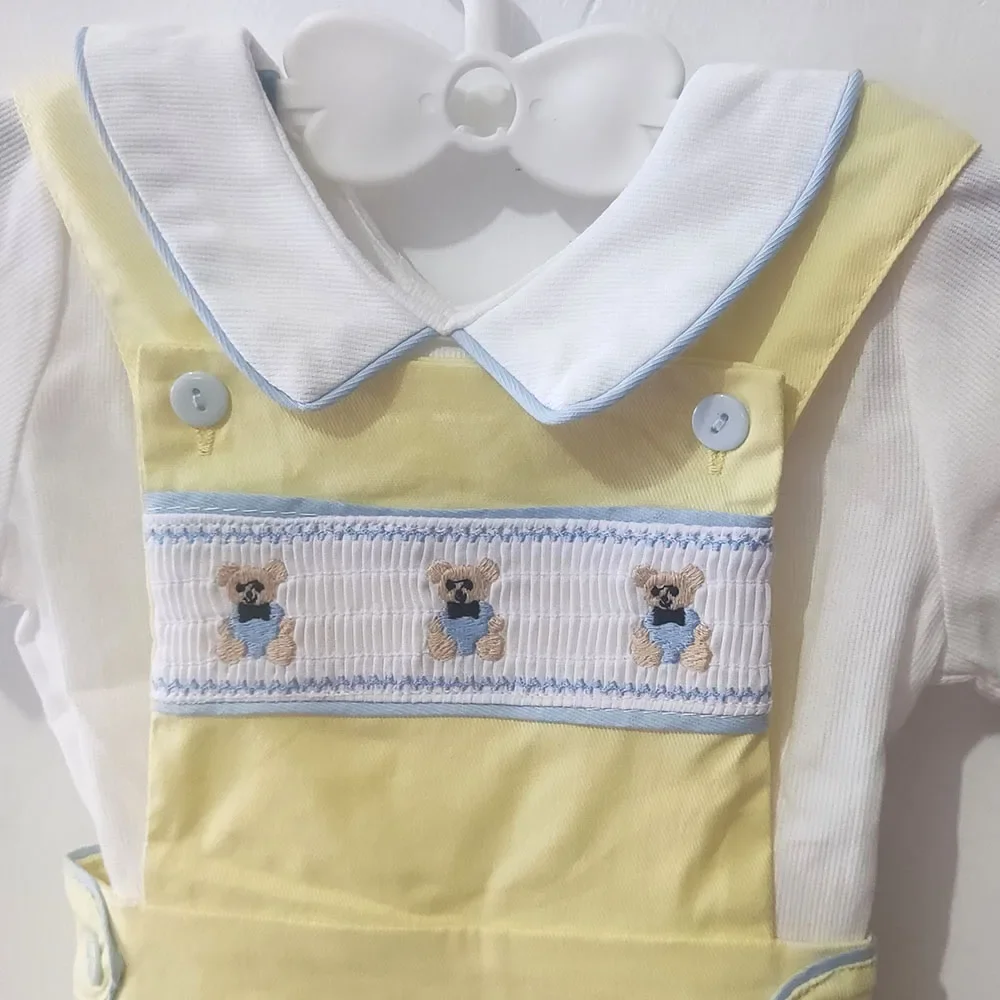 2025 Set da bambino Neonato Abiti spagnoli per ragazzo Infantile Camicetta di cotone e lino Pantaloncini Abiti Camicie Abbigliamento Bambini Top Smocked - immagine 4