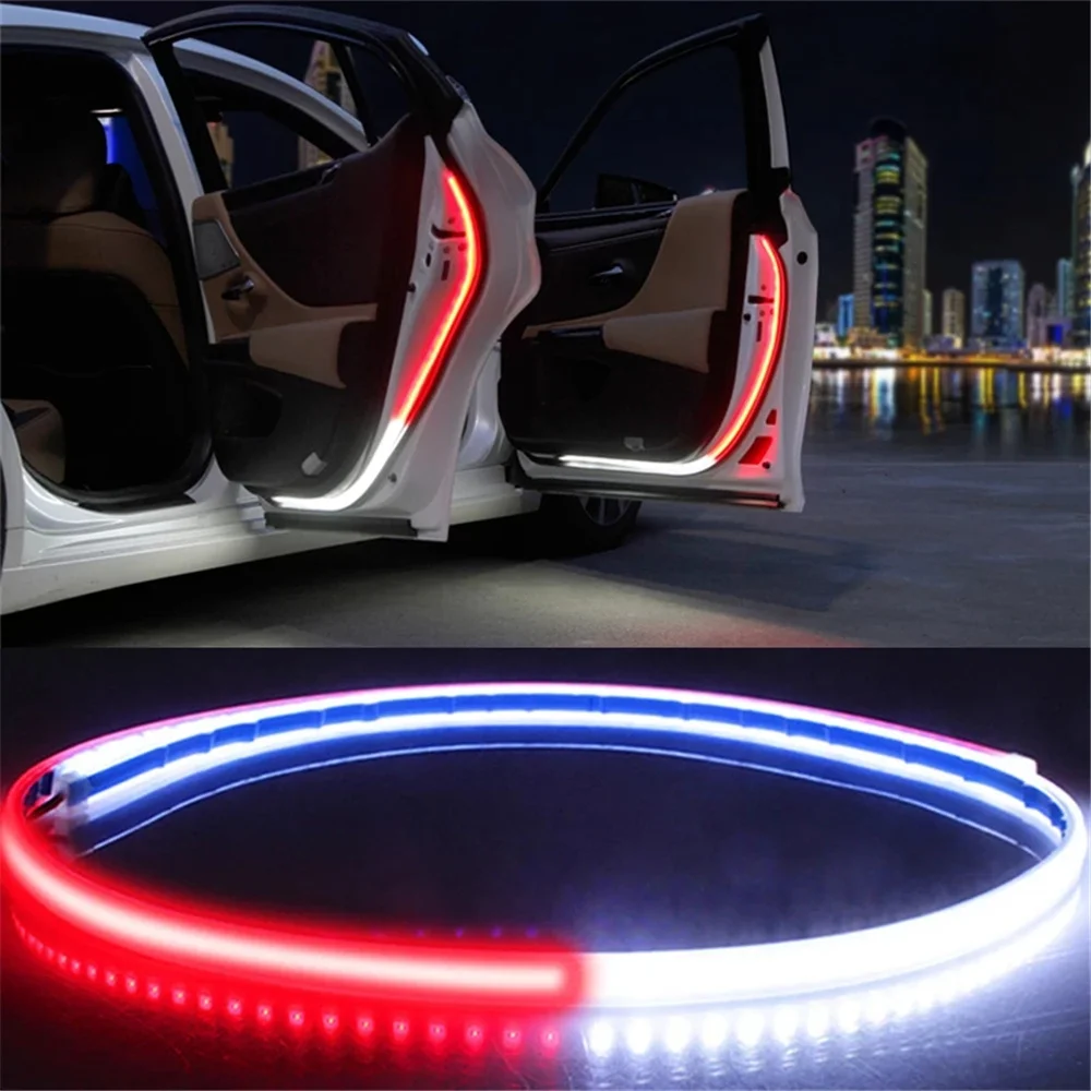 2pcs 12V Decorative Light Car Door Warning Lamp Auto Door LED Strip Light Universal Door Open Lights Strobe Safety Ambient Lamps