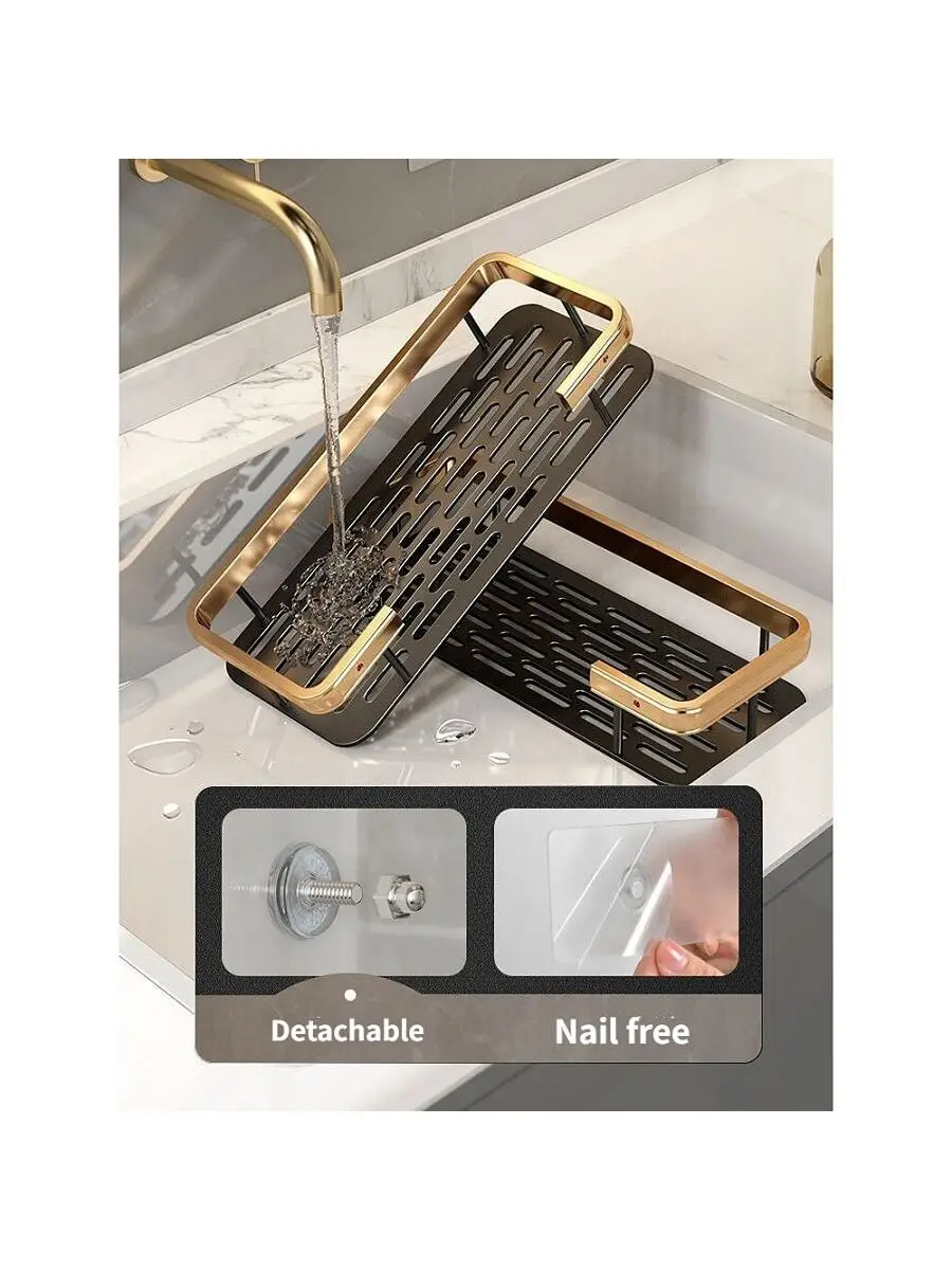 Luxury Bathroom Shelves Without Drilling Rustproof Aluminum Shower Wall Shelf Shampoo Towel Holder Bathroom Organizer Accessorie 5
