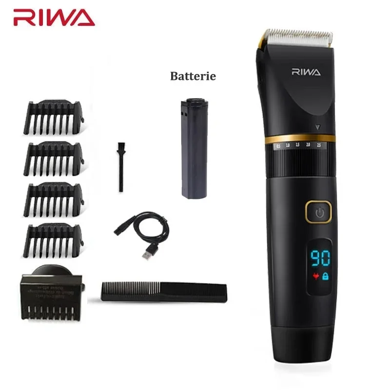 

RIWA Lithium Battery Professional Hair Clipper With Ceramic Titanium Alloy Blades Hair Shaver Waterproof Hair Trimmer USB Men Ki