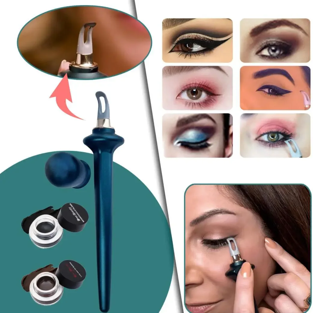Eyeliner Stencil Tool Makeup Tools Eye Makeup Tools Portable Eyeliner Guide Tools Easy No-Skip Eyeliner Gel Reusable Silicone Eyes Make Up Brush for Shaky Hands Beauty
