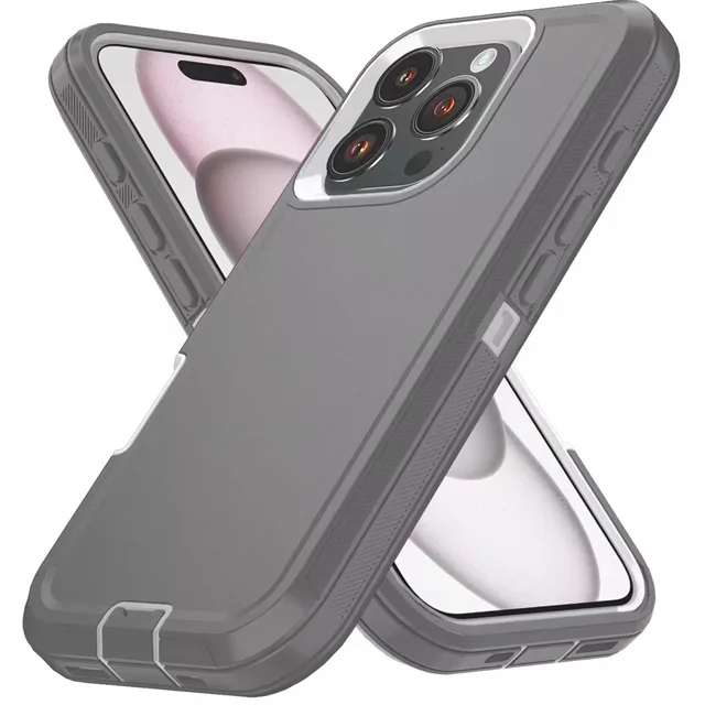 Shockproof Armor Defender Phone Case with Stand – Hard PC + TPU Protective Cover