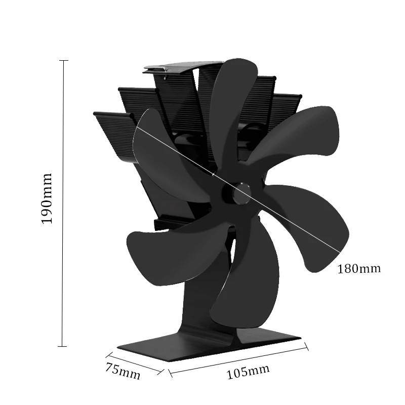 6 Blade Heat Powered Stove Fan Fireplace Fan Wood Burner Eco Friendly Quiet Home Fireplace Efficient Heat Distribution fireplace fan