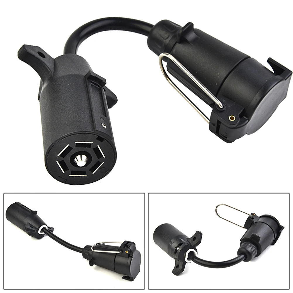 

Black Copper 7 Blade RV To 7 Way Pin Trailer Adapter Connector 7 Pin Trailer Light ConverterRV Taillight Signals