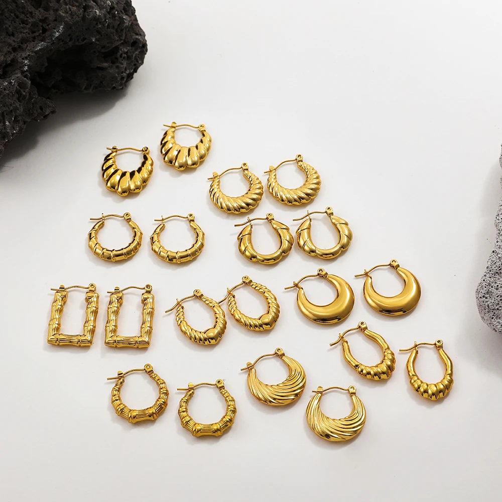 Gold Plated Chunky Hoop Earrings for Women