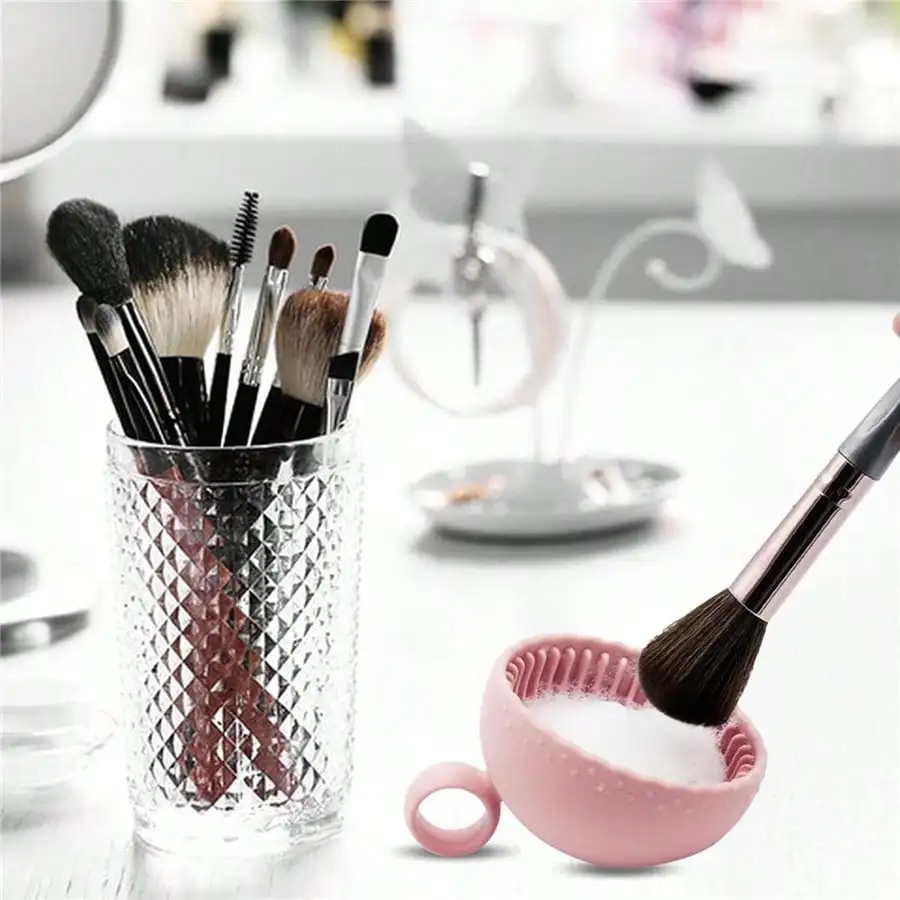 Makeup Brush Cleaning Bowl and Pad for Eyebrow Face Blush Eye Brush