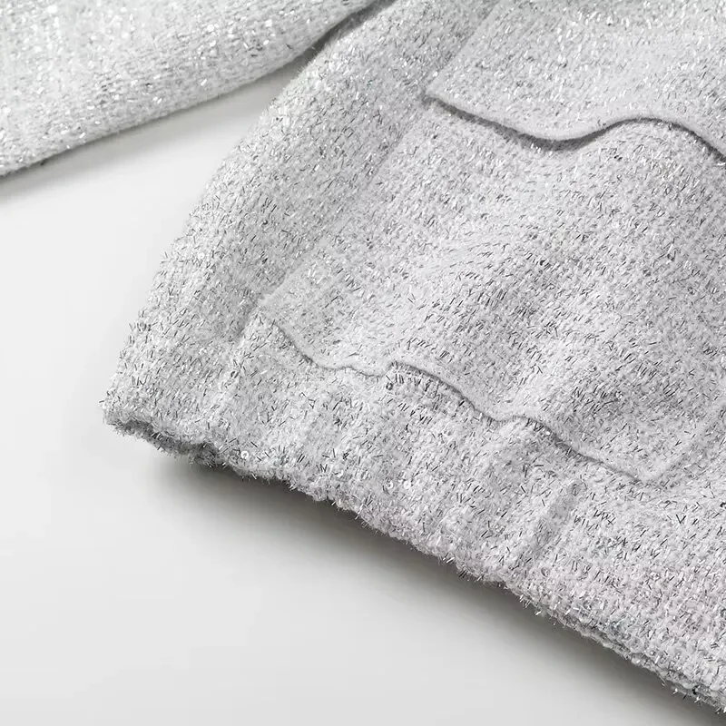 S16a5b175c95c445a9722f2515e837eac0 Women's Sequined Bomber Jacket Fall New Round Neck Long Sleeve Pocket Stretch Hem Sequins Jacket Coat Female Chic Outerwear Mallzona