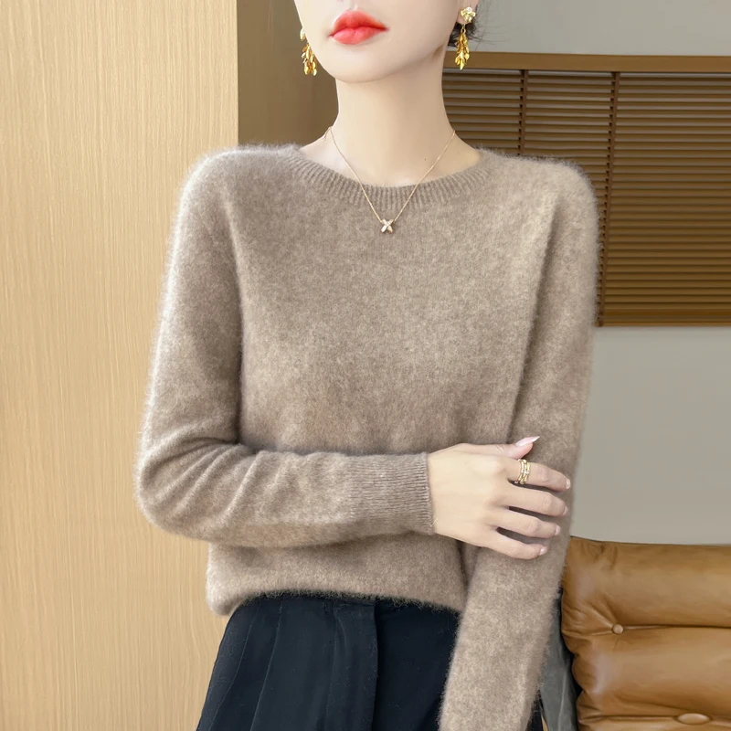 Woolen Sweater Round Neck 2024 Women's Autumn and Winter New Soft VersatileTop Casual and Fashionable Outerwear Top 6