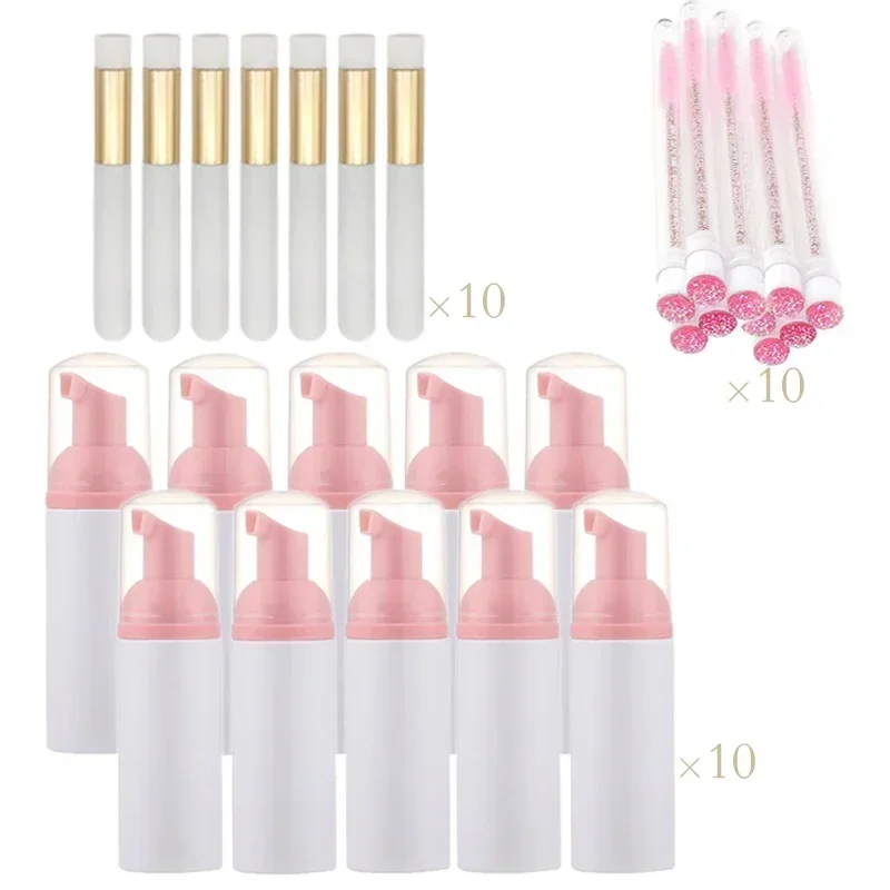 30 개/대 포밍 병 디스펜서 스킨 브러쉬 60ML 속눈썹 메이크업 클렌저 비누 케어 도구 확장 플라스틱 펌프 병