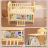 Mini Baby Cribs 4-in-1 Convertible - Cunas para Bebes with Changing Shelf and Mattress Included,2024 Wood Baby Bassinets Bedside 2