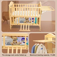 Mini Baby Cribs 4-in-1 Convertible - Cunas para Bebes with Changing Shelf and Mattress Included,2024 Wood Baby Bassinets Bedside 2
