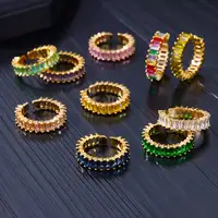 Gold Plated Cubic Zircon Rings For Women Open Stainless Steel Green Luxury Crystal Finger Ring Boho Jewelry Wedding Party Gift - Image 3