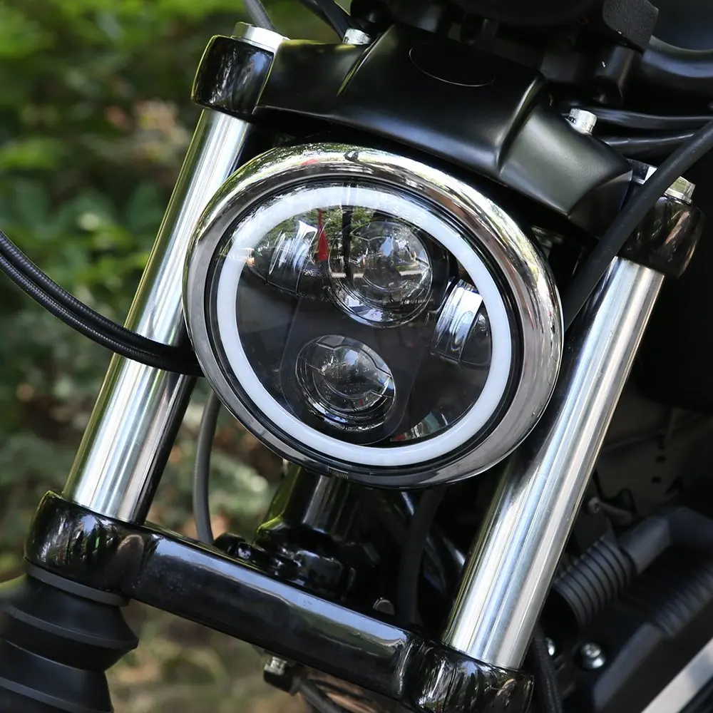 5.75 Motorcycle H4 Hi Lo Beam 5 3/4 LED Headlight with Angel