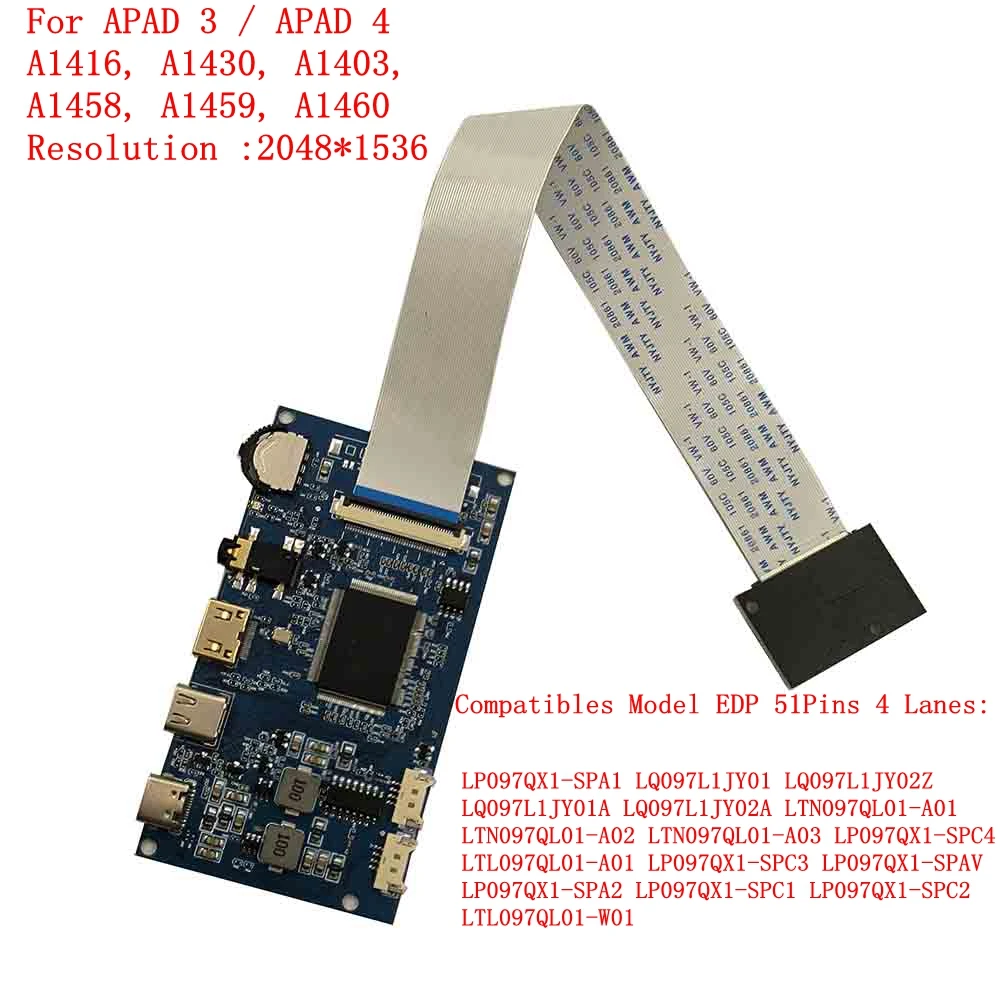 Placa de Motorista do Controlador Hdmi tipo c Tela Lcd Ipad3 2k 2048×1536 Lp097qx1 A1416 A1430 A1403 A1458 A1459 A1460