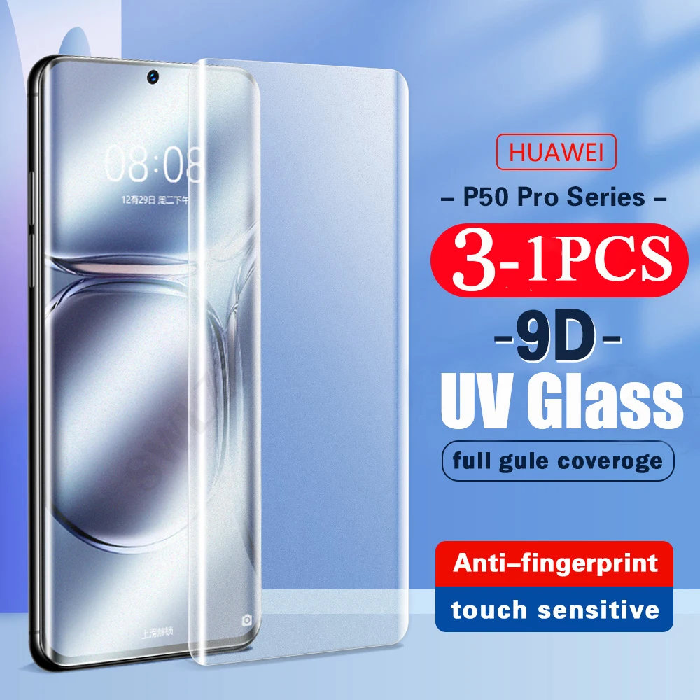 

3/2/1 шт. УФ-стекло для Huawei P50 P40 P30 30 30E 20 pro plus защита для экрана mate 40 50 RS 40E УФ Закаленное стекло Защитная пленка
