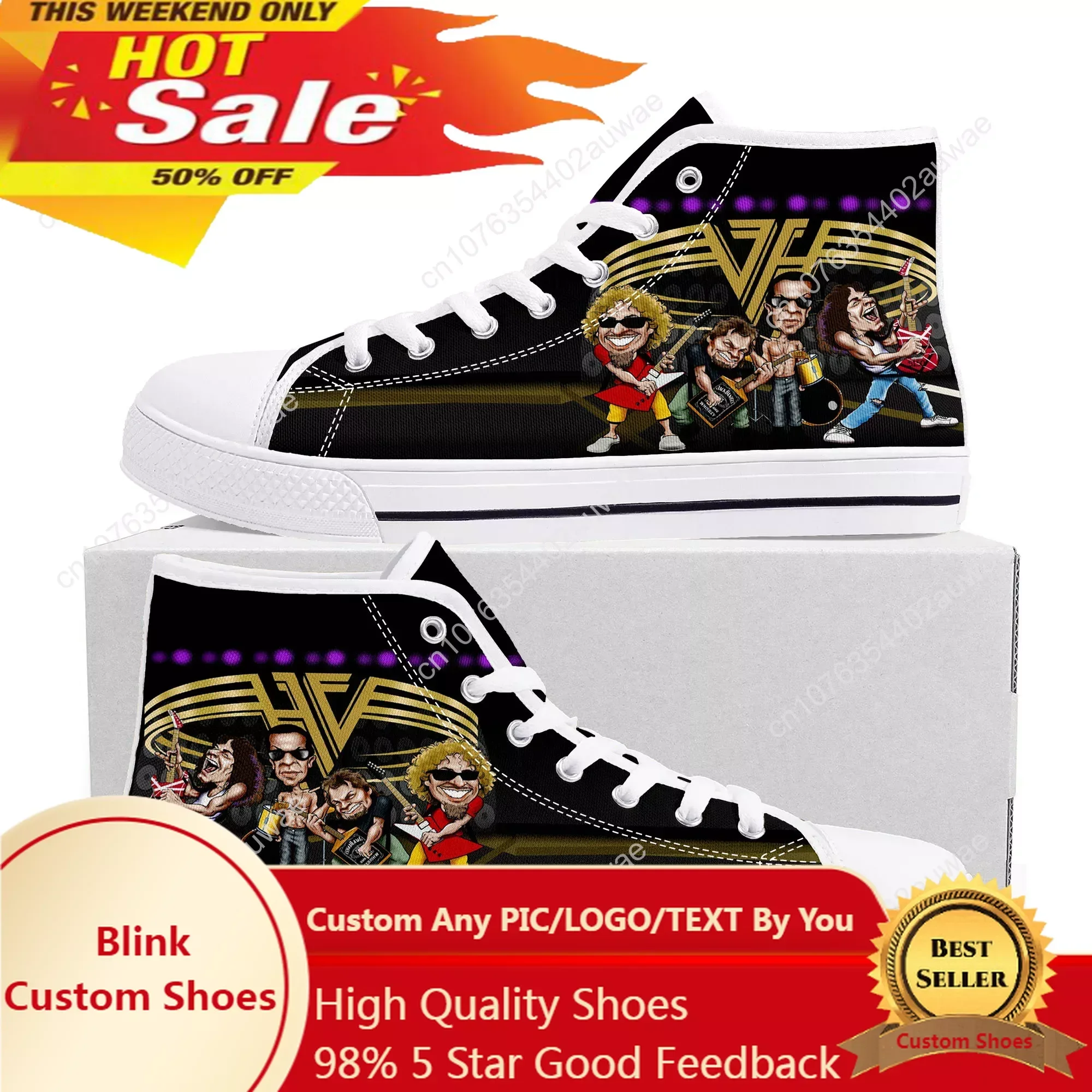 Van Evh 5150 Stripes Halen High Top Sneakers Men Women Teenager Canvas Sneaker 1984 Casual Custom Couple Shoes High Quality Shoe