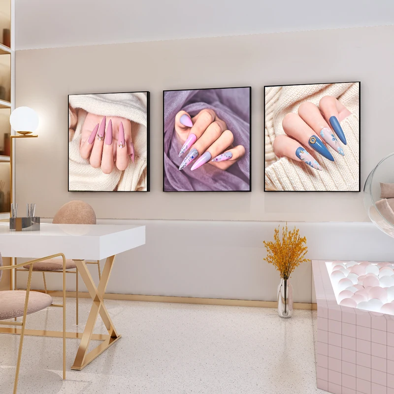 Flower Nails Spa Wall Art Beauty Salon Room Decor 3 Pieces Canvas Print  Cuadros