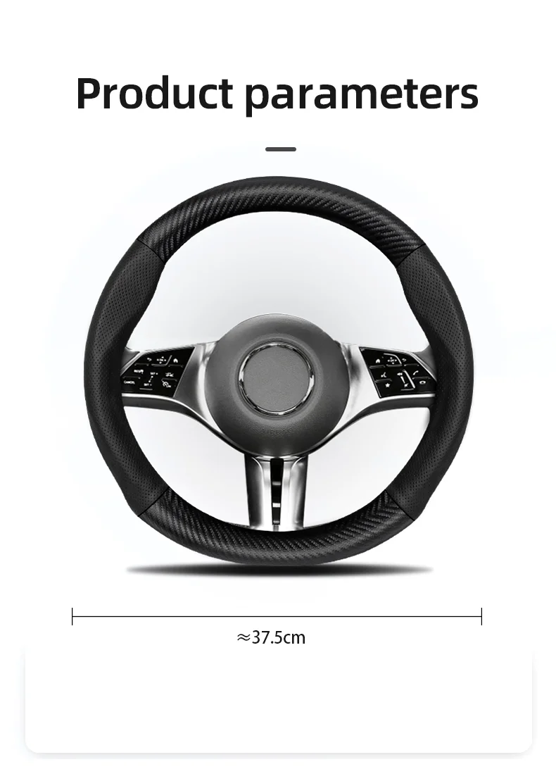 Maßgeschneidertes perforiertes echtes Leder, strukturiertes Lenkrad aus Kohlefaser, Sport-Autozubehör, atmungsaktiv, für Golf, BMW, Fiat – Detail 15