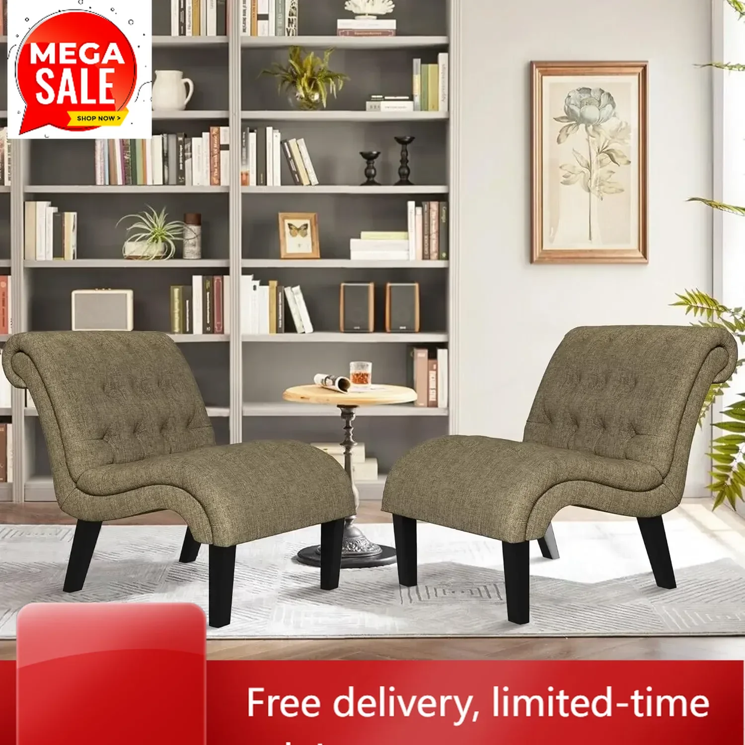 Time-limitedXMSJ.Accent Chairs Set of 2 Modern Armless Living Room