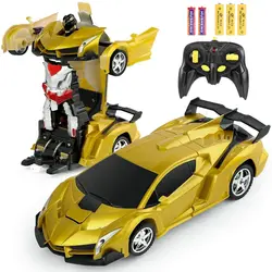 Voiture de Transformation Robot à télécommande, voiture avec Transformation et rotation, jouets à la dérive pour enfants garçons et filles 
