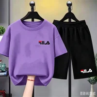 Ensemble deux pièces T-shirt blanc + short de marque Summer pour enfants, nouvelle collection mode garçon fille 3-12 ans, ensemble décontracté sport à manches courtes 5