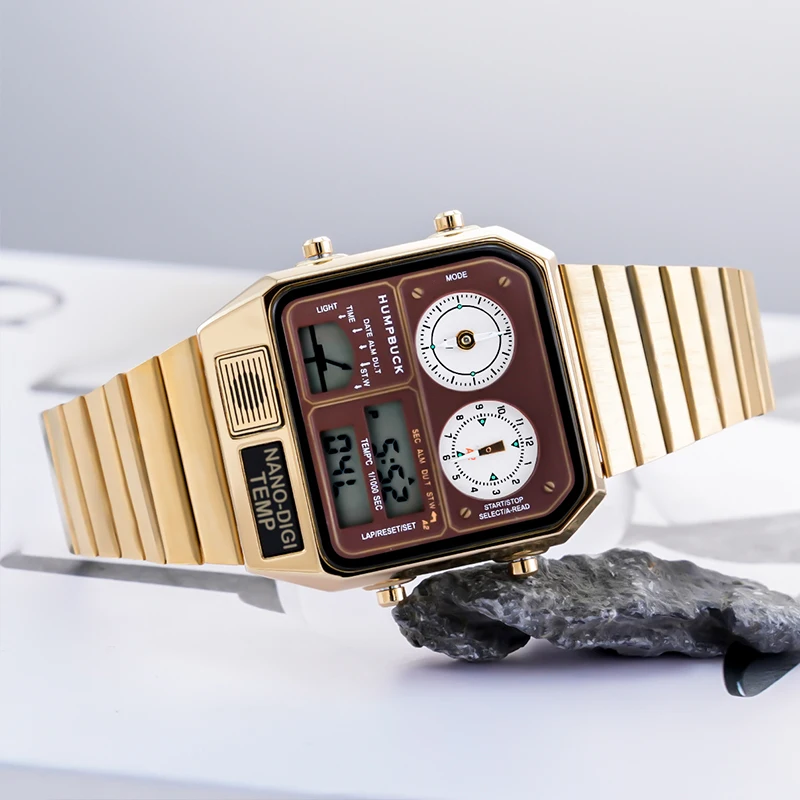 HUMPBUCK Electronic Movement Watch Stainless Steel Durability with Clasp Closure