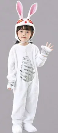 YUDATPG Disfraz De Conejo De Pascua Para Niños, Conjunto De Felpa De Conejo Blanco Para Niños, Disfraz De Una Pieza Para Navidad, Halloween, Cosplay