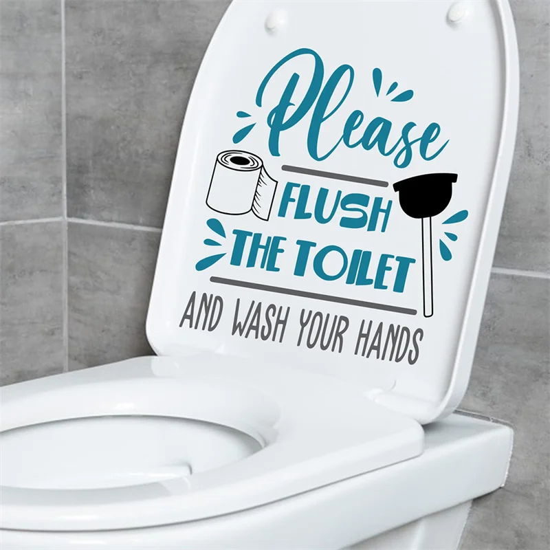 Flush The Toilet PVC Toilet Stickers Washroom Stickers Removable PVC Waterproof Self-adhesive Decals