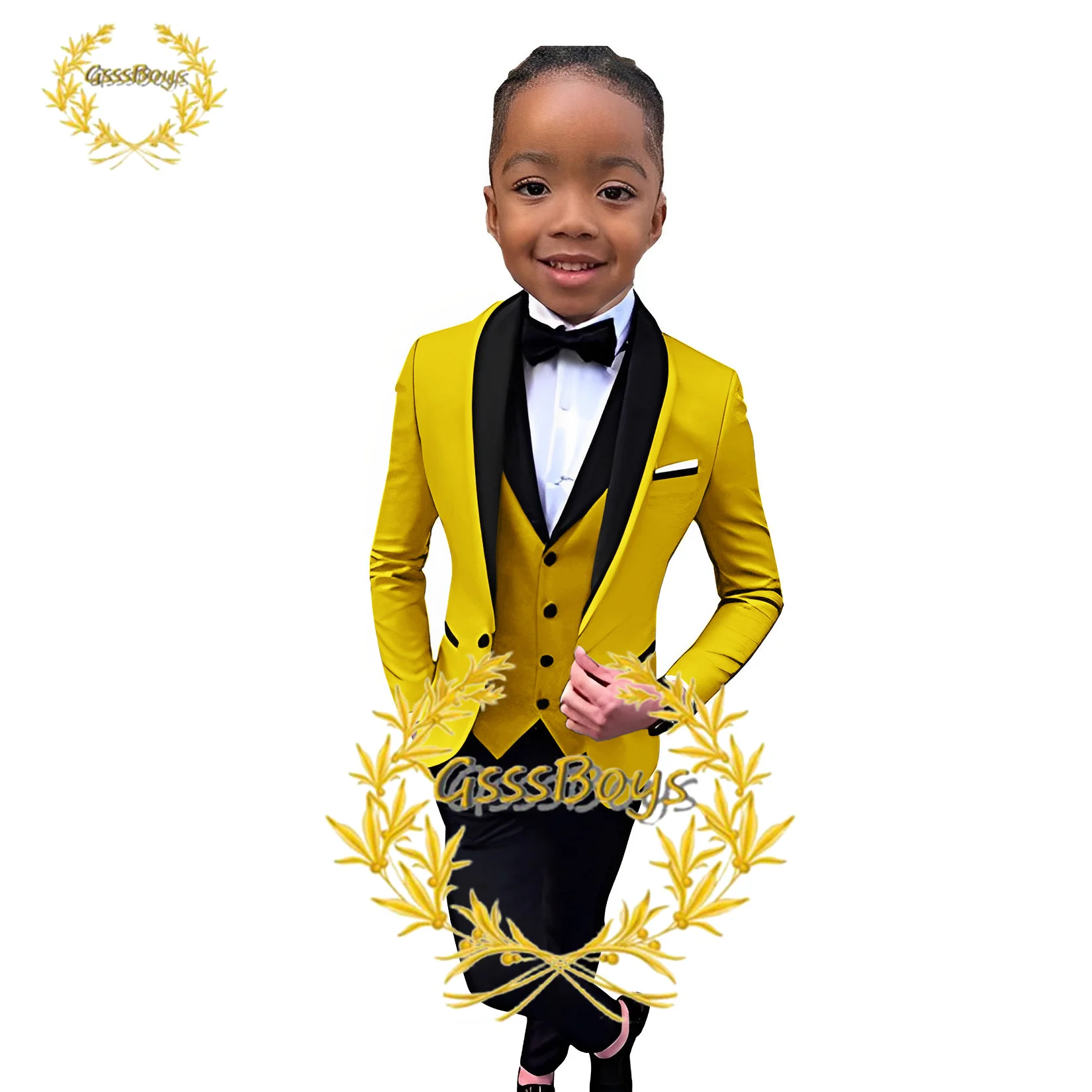 Boys Suit Wedding Jacket Pants Vest 3pcs Party Dress Shawl Collar Boys Suit Wedding Jacket Pants Vest 3pcs Party Dress Shawl Collar