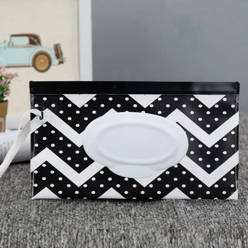 Wet wipes bag EVA baby snap-strap refillable flip cover tissue box outdoor useful baby stroller accessory