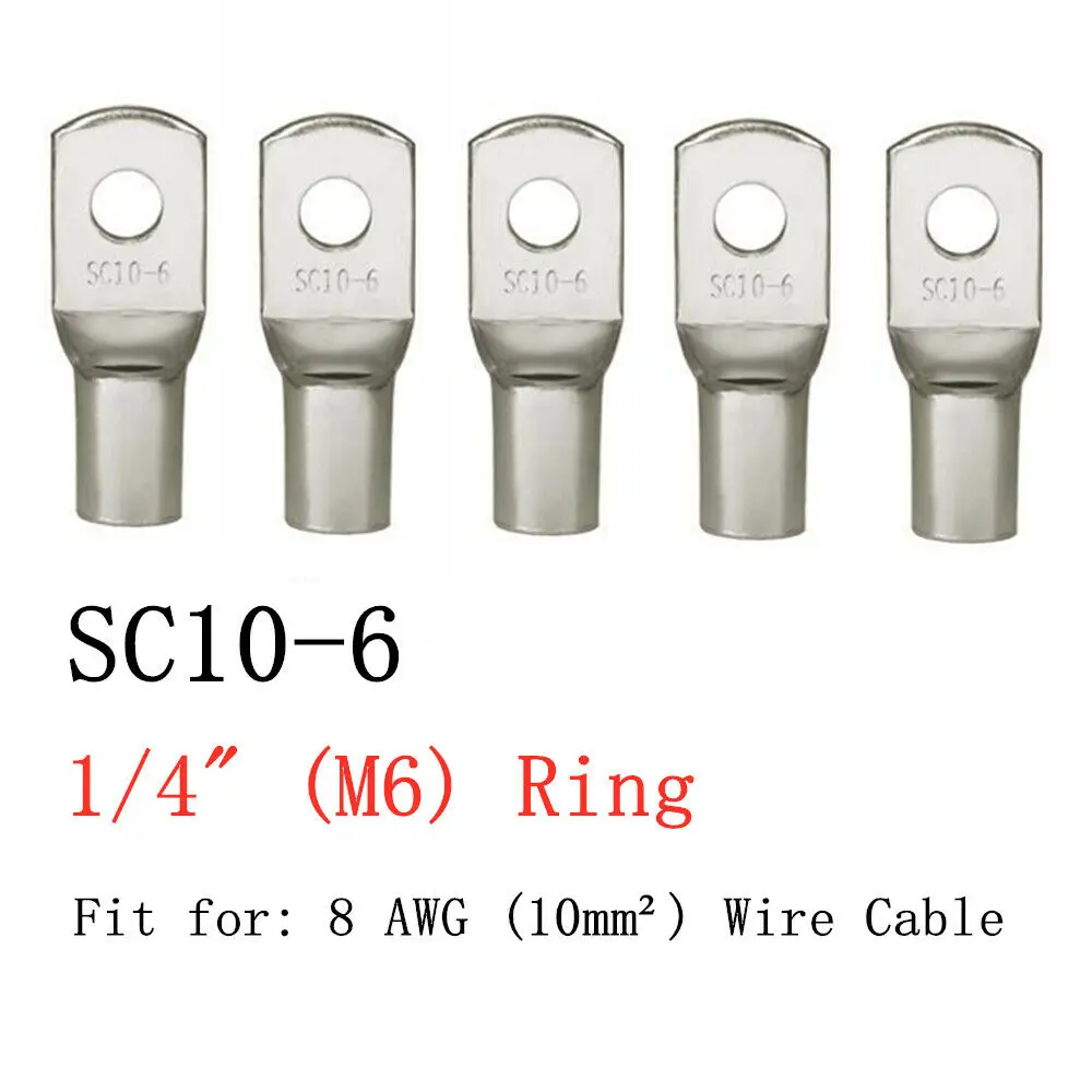 Copper Wire Lugs 4-25mm Assortment Tinned Ring Crimp Terminals Battery Wire Welding Cable Connectors 100/50/25/10PCS