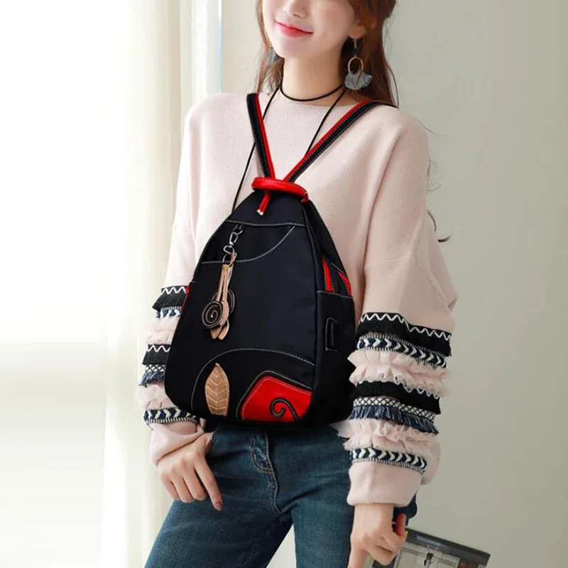 Fashion Women Backpack ,Waterproof Nylon Shoulder Bag, Leisure Travel Luggage Bag ,Outdoor Crossbody Bag ,Student School Bag