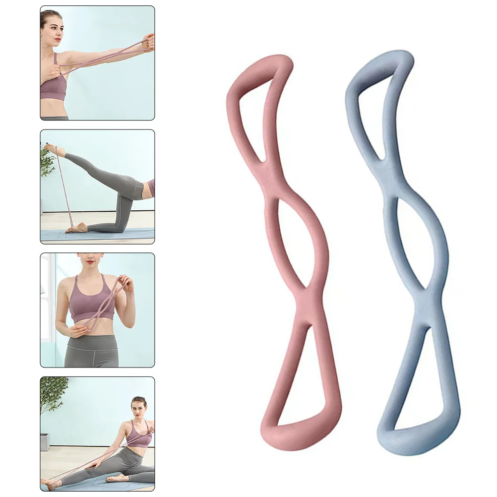 

2 PCS Figure 8 Tensioner Elastic Belt Fitness Bar Band Yoga Exercise Equipment Tpe Pilates Kit Baby Pulling Rod Stick