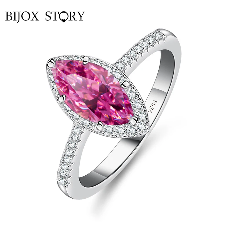 

BIJOX STORY 925 Sterling Silver 1 Carat Moissanite for Women Elegant Style Fine Jewelry Wedding Ring for Couple Anniversary Gift