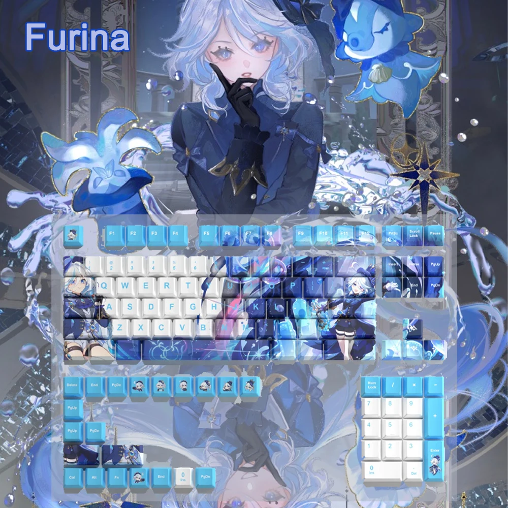 Genshin Impacto Caps Teclado Mecânico, Keycap Anime