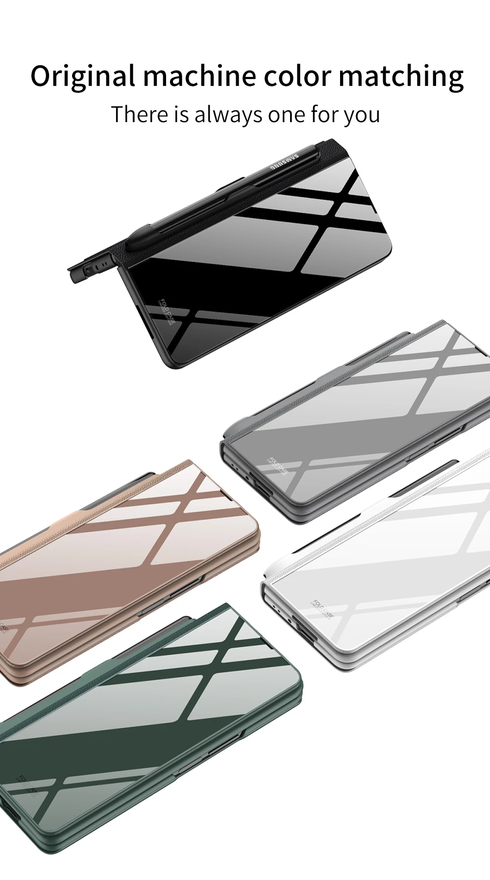 Luxury Plating Tempered Glass Case for Samsung Galaxy Z Fold 3 5G Marble Cases Plastic Frame Hard Glass Cover for Galaxy Z Fold3