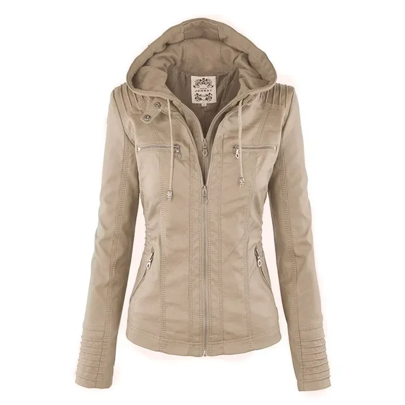 Women Faux Leather Motorcycle Winter Jacket