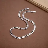Collier et Bracelet en argent Sterling 100% S925, Punk, bijoux en argent S925, ne se décolore jamais, certificat de transport, bijoux cadeaux pour hommes et femmes 4