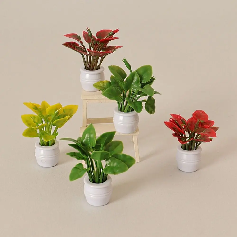 Miniature Dollhouse Decorative Green Luo Plant in Vase - Outdoor Floral Accent