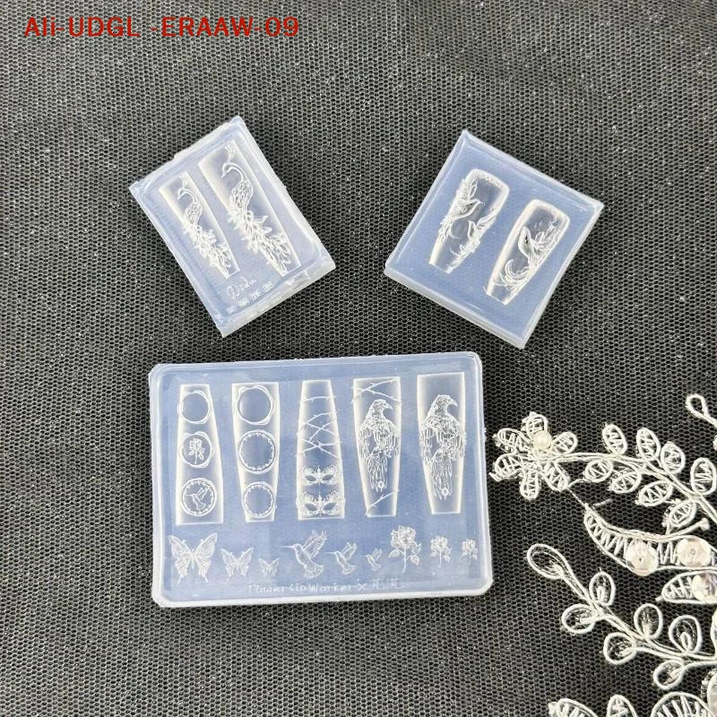 원피스 공작새 3D 엠보싱 실리콘 예술적 네일 디자인 DIY 매니큐어 몰드