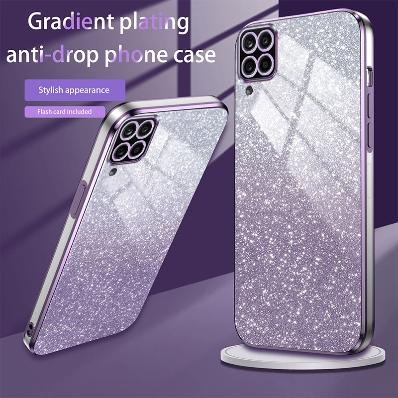 Luxury Electroplated Glitter Phone Case with Soft Bumper and Transparent Back Cover